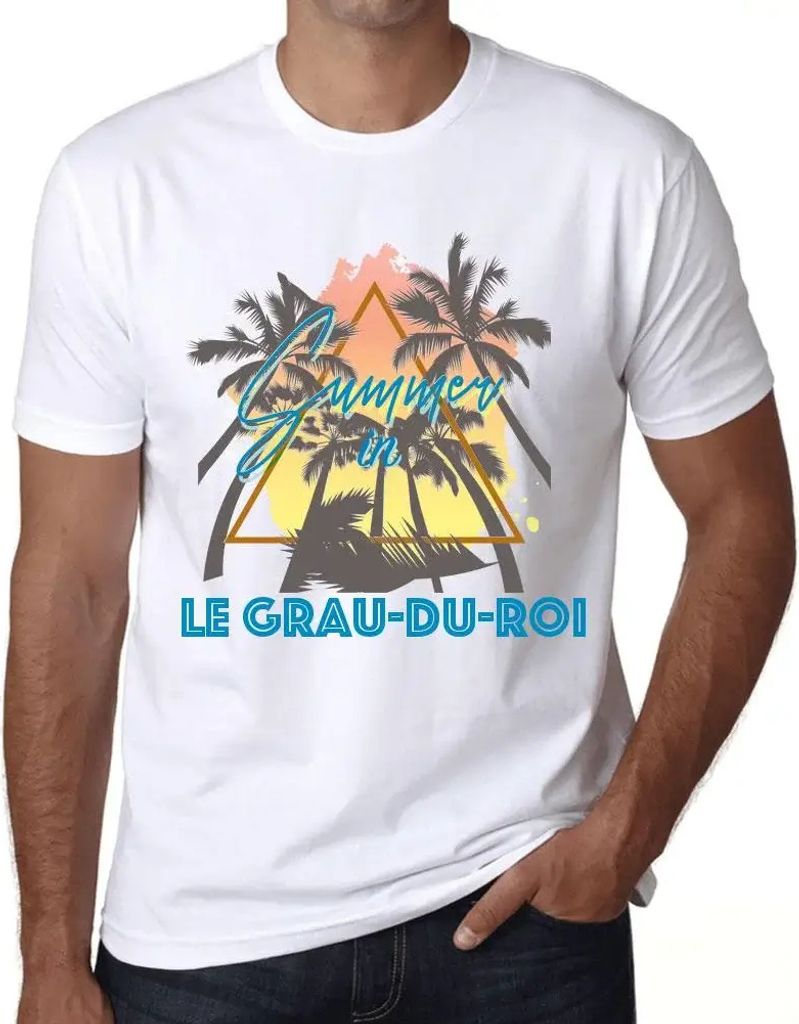 Herren Grafik T-Shirt Palmen Sonnenschein Sommer in grau-du-roi – Palm, Sunshine, Summer In Le Grau-du-Roi – Öko-Verantwortlich Vintage Jahrgang