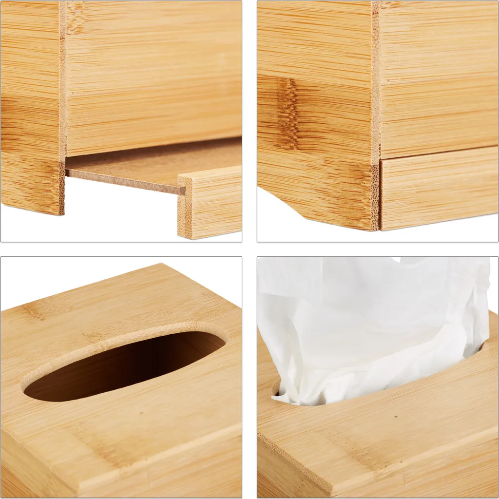 Porta Fazzoletti Verticale A Doppia Faccia In Metallo Con Coperchio In Legno – Divisore Magnetico Regolabile