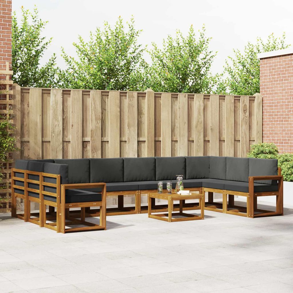"2026 Aktion"Outdoor-Sofagarnitur - CLORIS - Balkonmöbe/Sitzgruppe - mit Kissen 11 pcs - Moderne Design - Natur und Anthrazit - Gartensofas Promot...