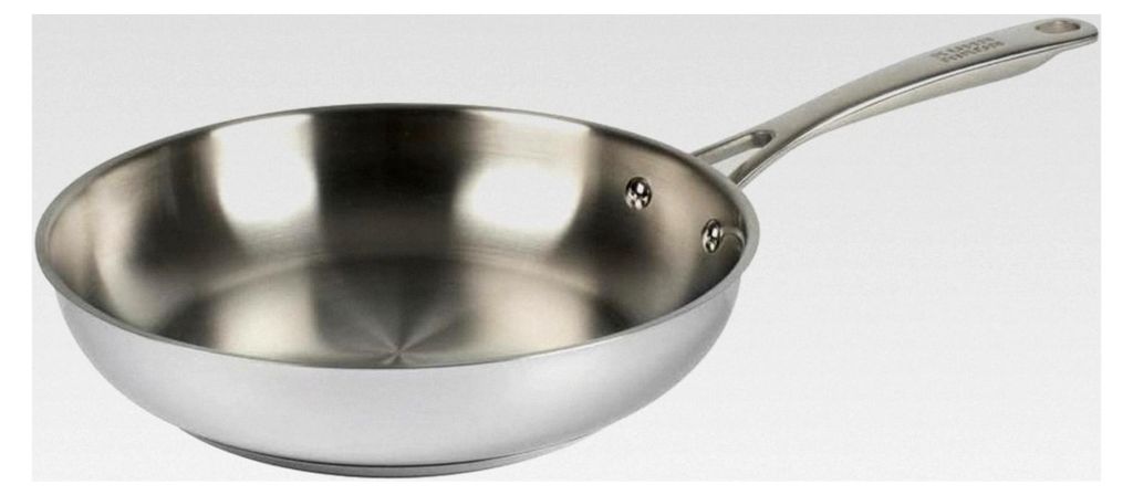 Bratpfanne 28 cm unbeschichtet aus Edelstahl, geeignet für alle Herdarten inklusive Induktion, zum scharfen Anbraten, Silber