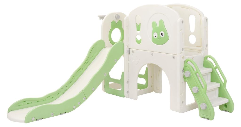 Joyz 5 in 1 Kinderrutsche mit Spielturm Kinder Spielplatz mit Rutsche Treppe Basketballkorb Teleskop Klettergerüst Indoor/Outdoor Set für Kleinkinde