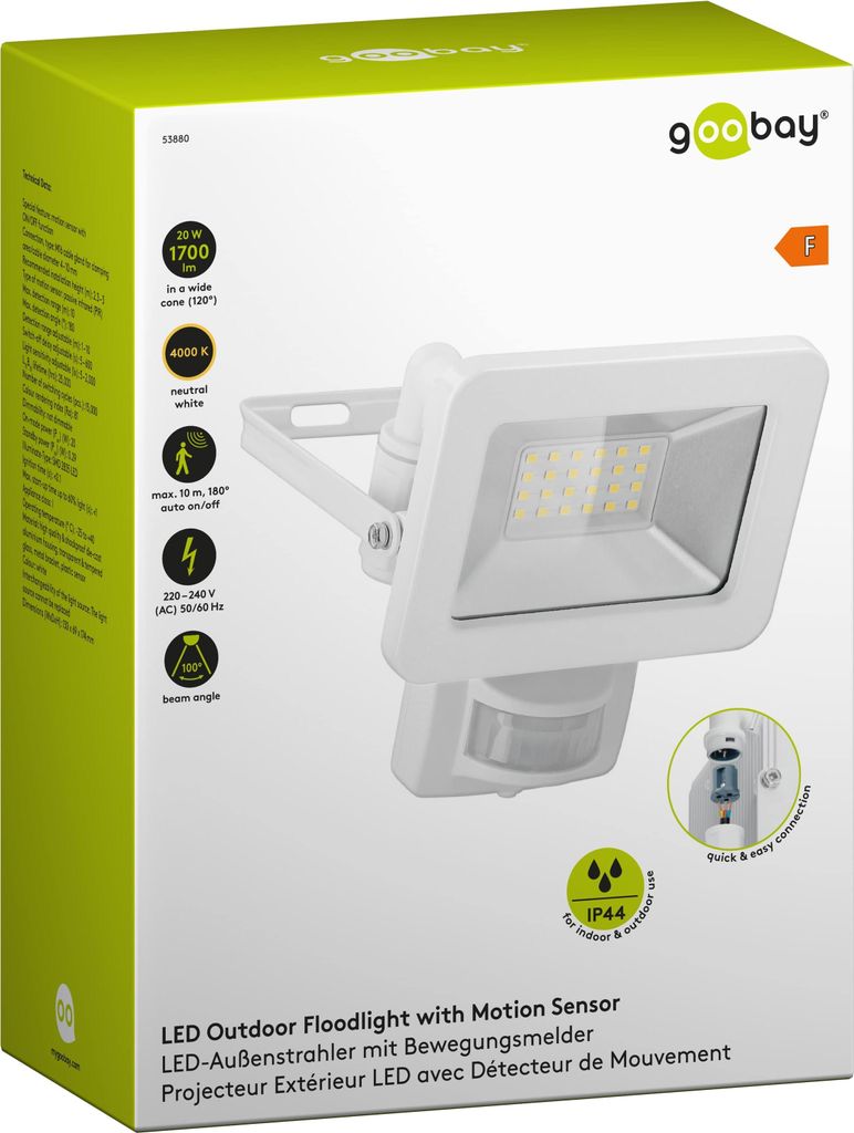 Goobay 53880 Faretto LED da esterno, 20 W, con rilevatore Immagine del prodotto 