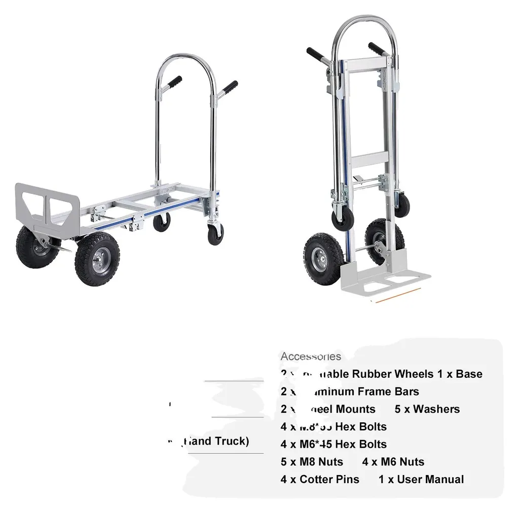 Diable de manutention pliable 800 lb alu roues multidirectionnelles