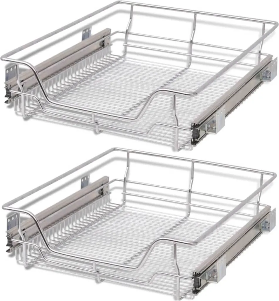 vidaXL Tiroir encastré pour paniers 2 pcs argenté 500 mm - Lot de 2