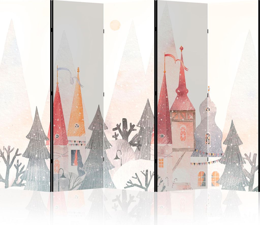 LUMASOUL Paravent Einseitiger, Paravent Raumteiler Innen, Winter Motiv, 225x172 cm