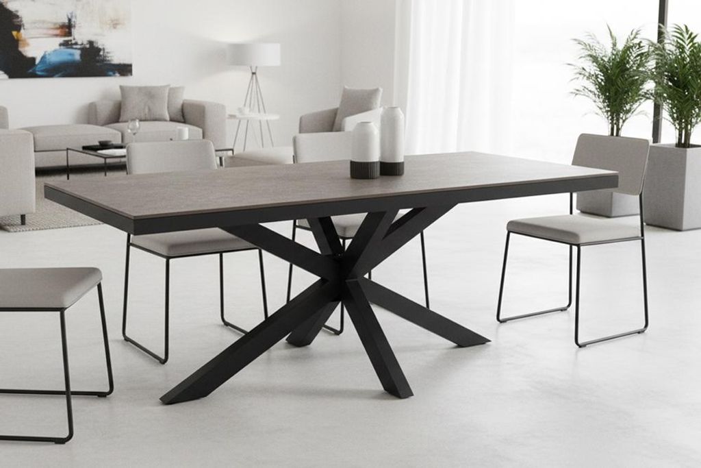 riess-ambiente Outdoor Esstisch GALAXIE 200cm hellgrau Keramik anthrazit Aluminiumwetterfest Esszimmertisch Tisch Gartentisch