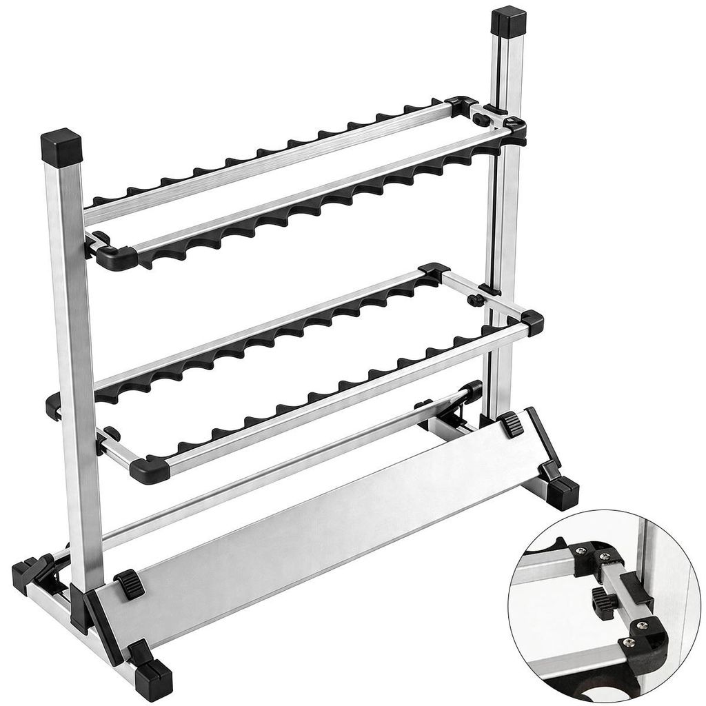 Angelrutenhalter 24 Plätze Aluminium, Rutenständer Aufbewahrungssystem, robust & platzsparend, für Garage Boot Angelraum, Angel Zubehör Organizer