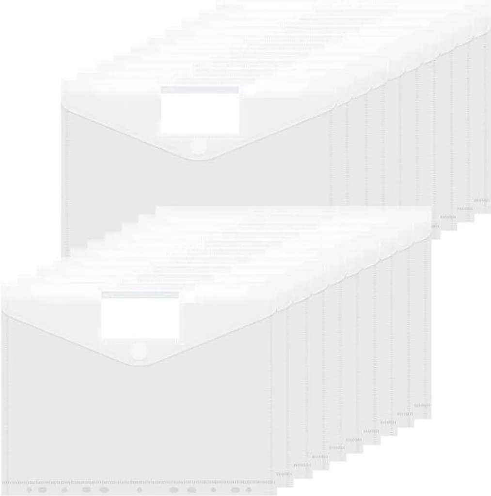 Pochette A4 Transparente pour Organisation Bureau avec Fermeture Velcro