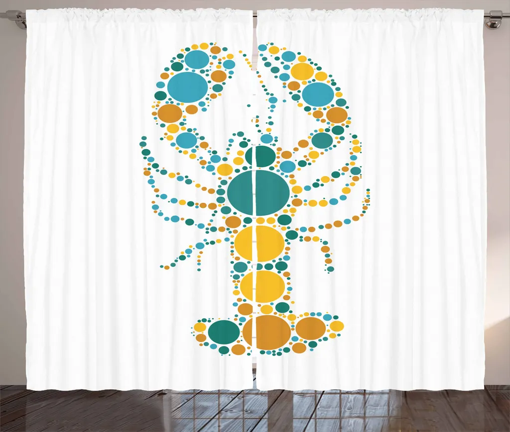 ABAKUHAUS Tenda rustica Hummer, Pointillist colorata, tenda con passanti e ganci per camera da letto, 280 x 175 cm, multicolore