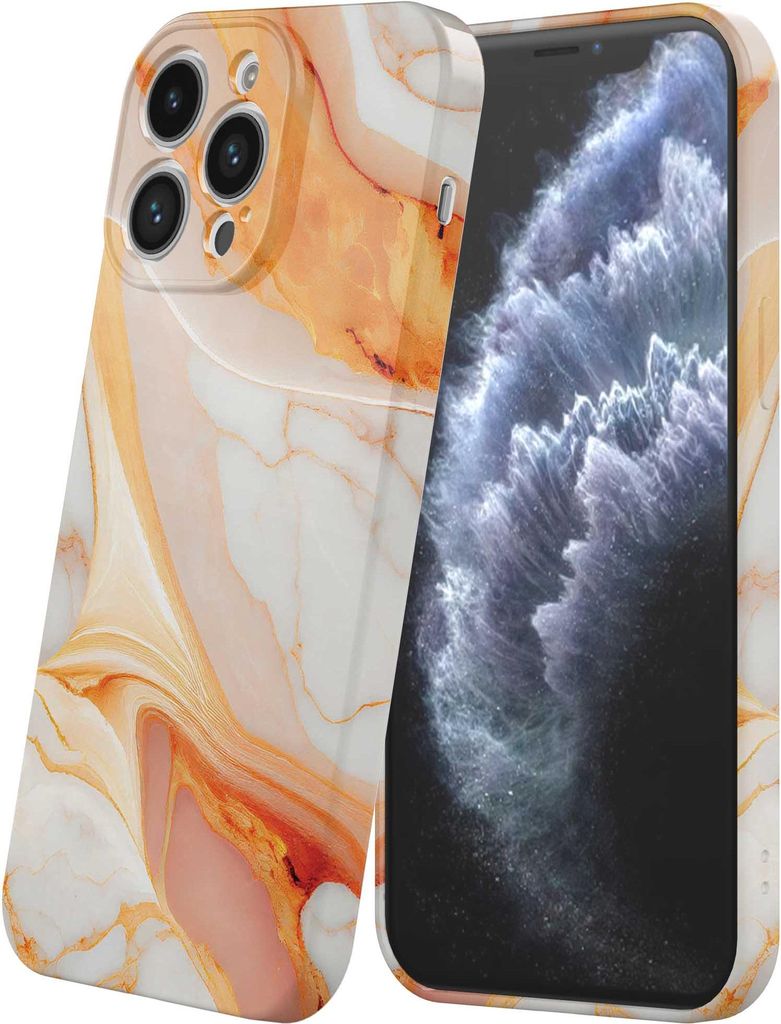 Smartphonica Handyhülle passend für iPhone 11 Pro mit Orange Marmor Aufdruck - Flexible Softcase TPU - Backcover Case Orange Marmor Design