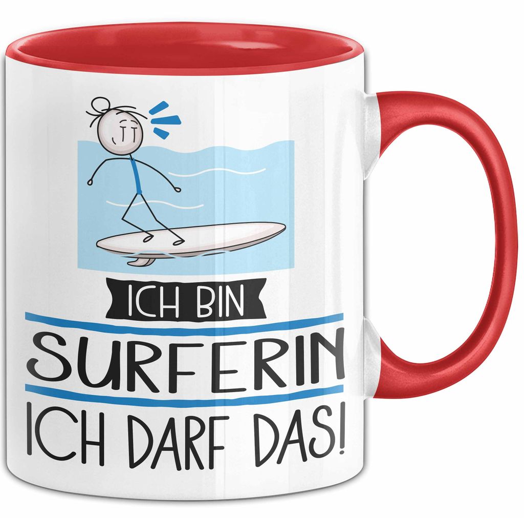 Geschenk für Surferin Tasse Lustige Geschenkidee Geburtstag Ich Bin Surferin Ich Darf Das (Rot)