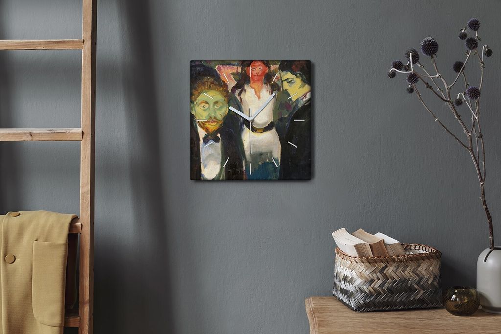 Coloray Hodiny Unikátní 30x30 cm Tiché hodiny Pro obývací pokoj a kuchyň Nástěnné hodiny Plátno Bílé ručičky hodin - Žárlivost Edv...