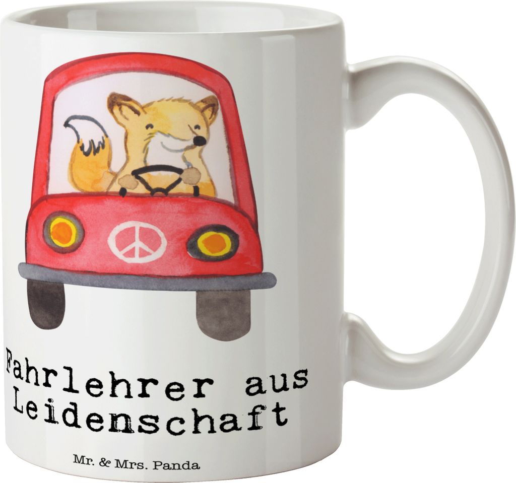 Mr. & Mrs. Panda Tasse Fahrlehrer Leidenschaft - Weiß - Geschenk, Pott, Kaffeetasse, cappuccinotasse, Kaffeebecher, Fahrschule, Witzig, Beruf, Spr...