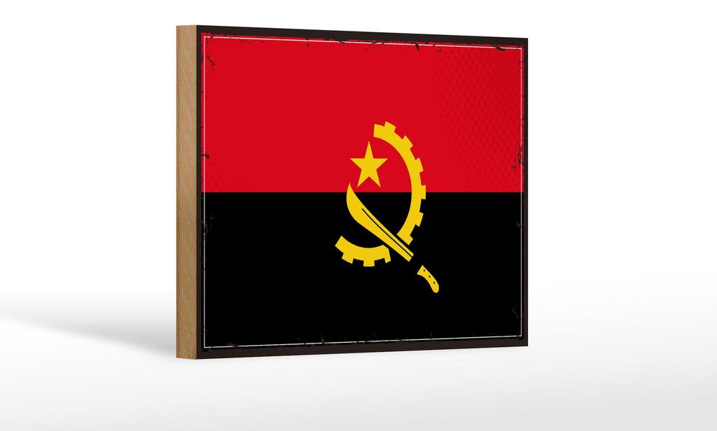 Holzschild Flagge Angolas 18x12cm Retro Flag of Angola