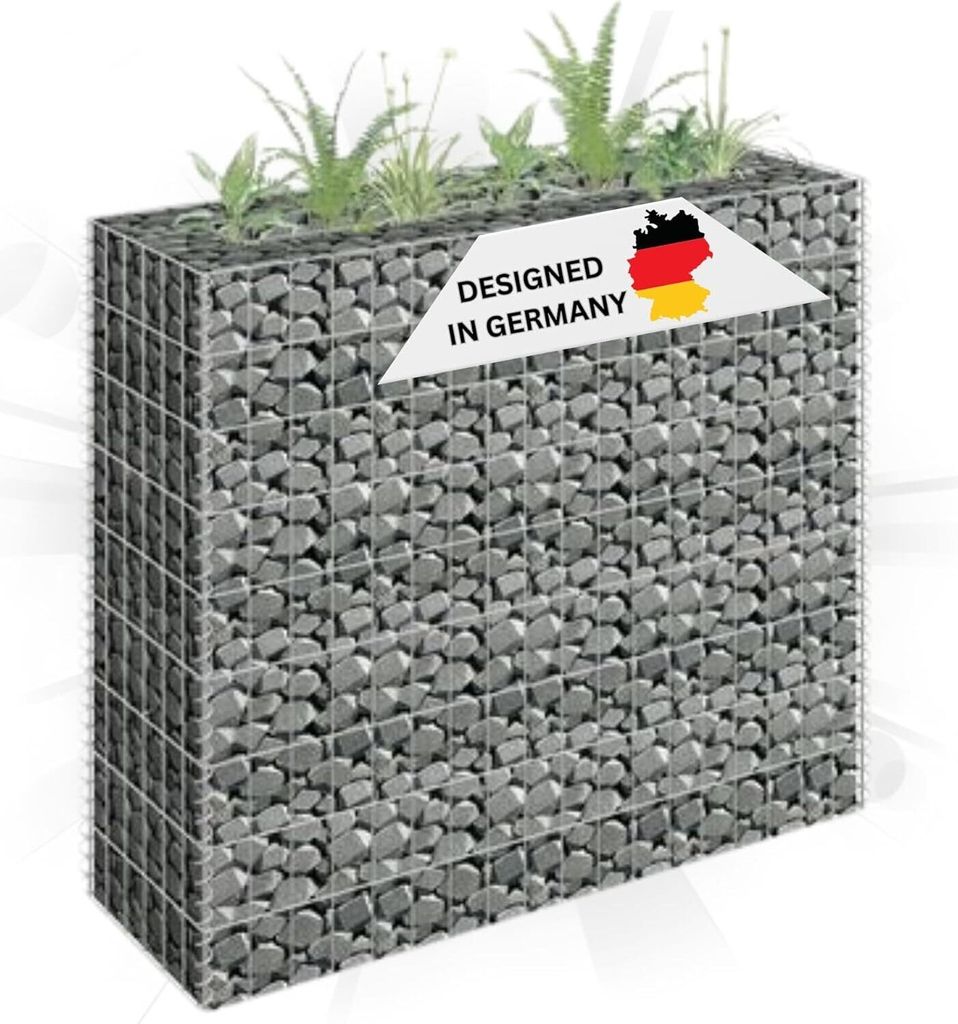 DELUKE Gabionen Hochbeet ROON aus Stahl | 90x30x90cm | Steinkorb Gabionengitter Ziergabione Steingabione Drahtkorb befüllbar