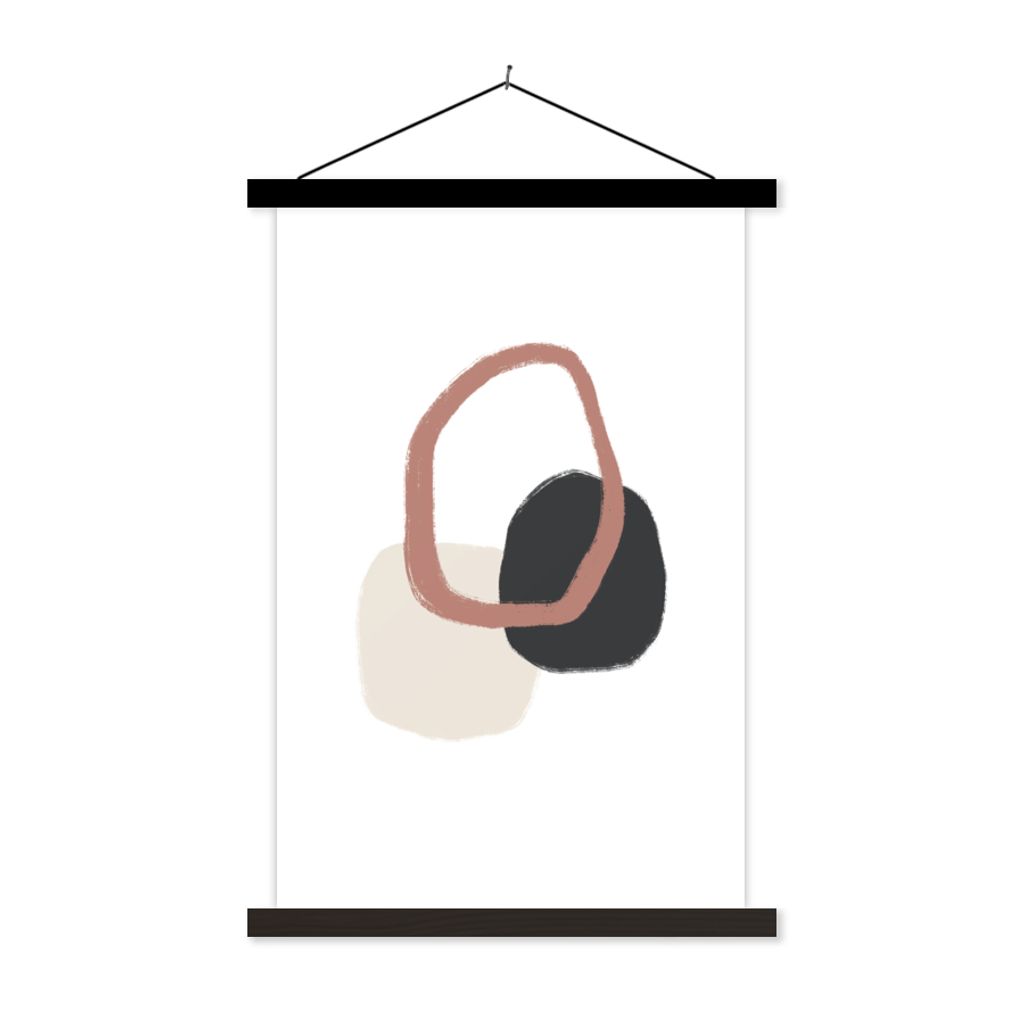 MuchoWow Textilposter Pastell - Minimalismus - Geometrische Formen 40x60 cm mit schwarzem Rahmen - Wanddekorationen