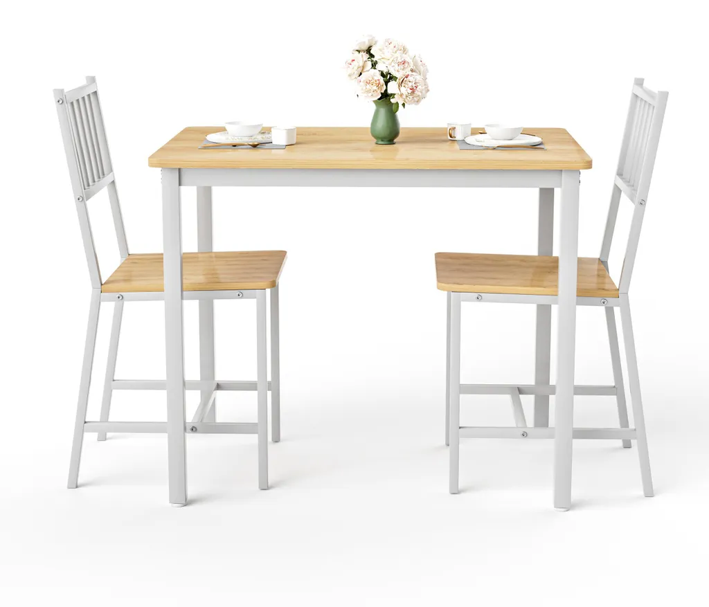 Petite table à manger industrielle avec bancs pour petits appartements