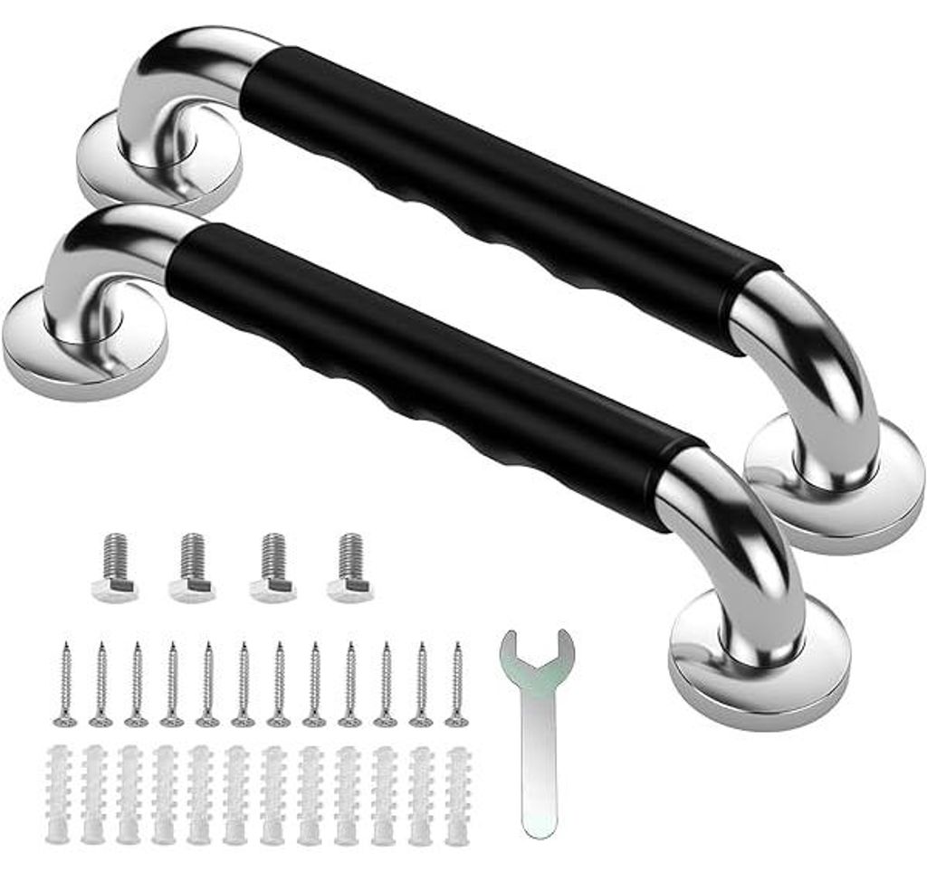 Haltegriff Für Senioren 2 Stück, 30 Cm Edelstahl Dusche Badewannengriff, Rutschfester Gummi Griff Für Badezimmer Küche Treppen