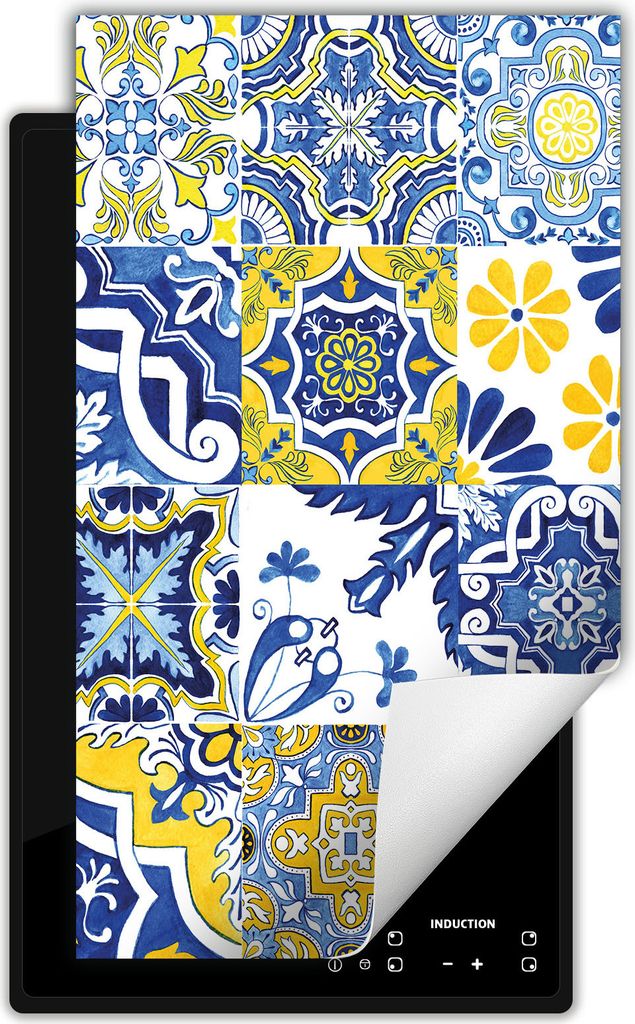 DarHaus Herdabdeckplatte 1 teilig 30x52 cm Anti Rutsch Matte Aufrollbar, gelb - Mosaik