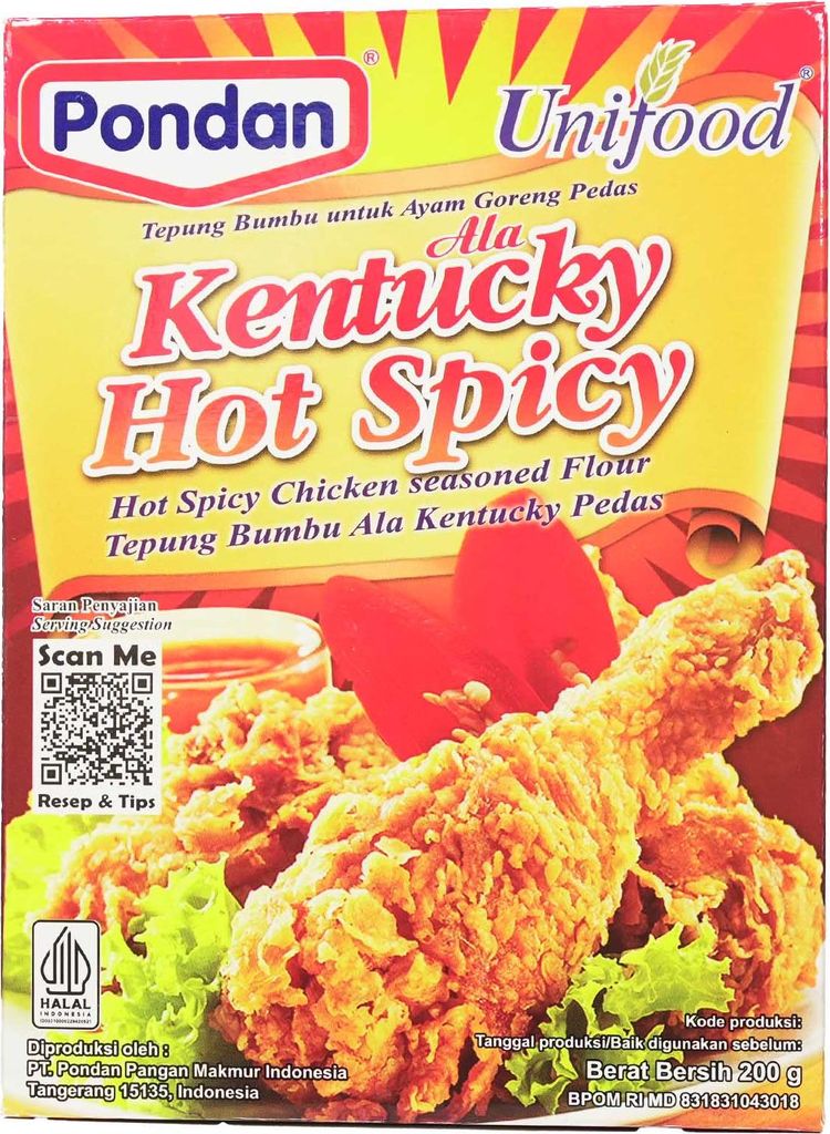 Pondan Kentucky Hot Spicy Chicken Mehl Tepung Bumbu 200g Produktbild 