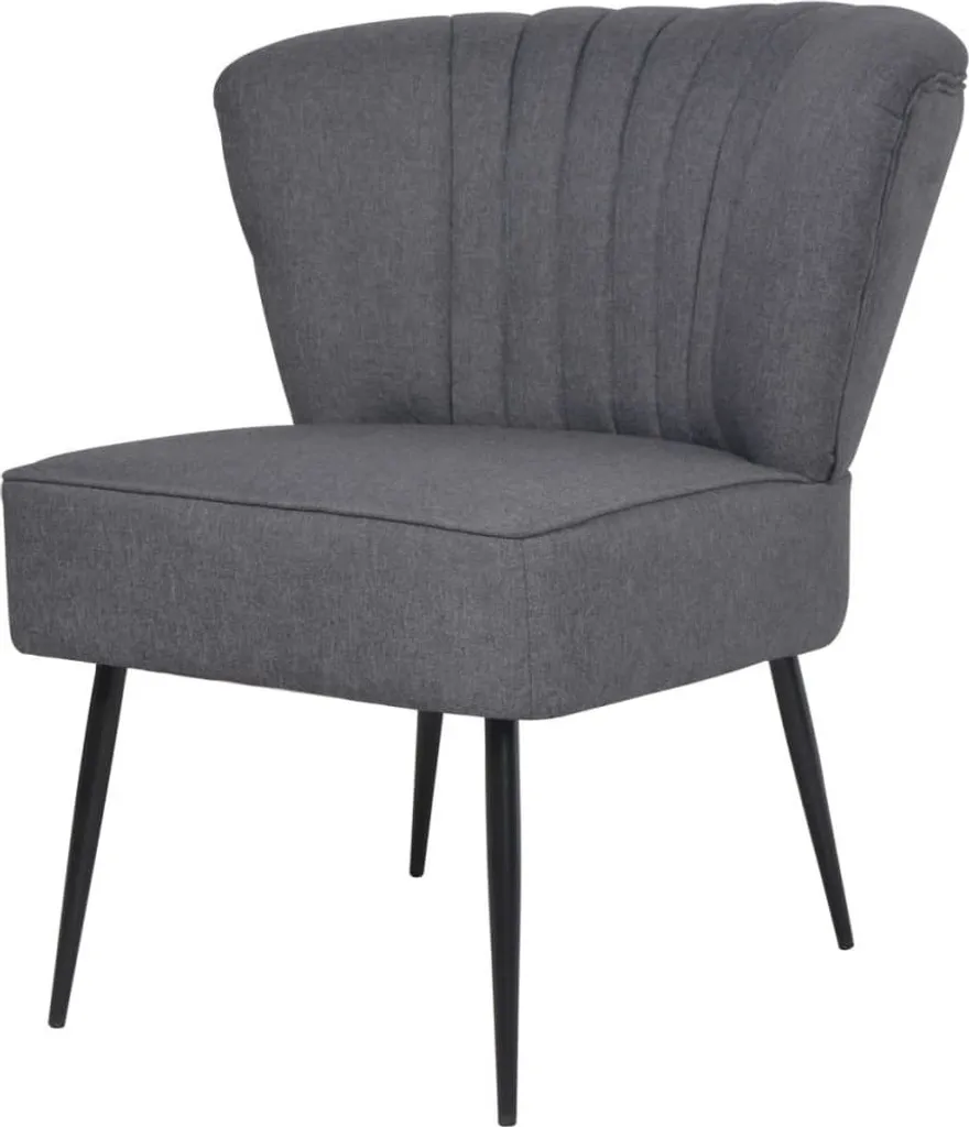 Fauteuil de salon gris foncé tissu aspect scandinave pieds bois