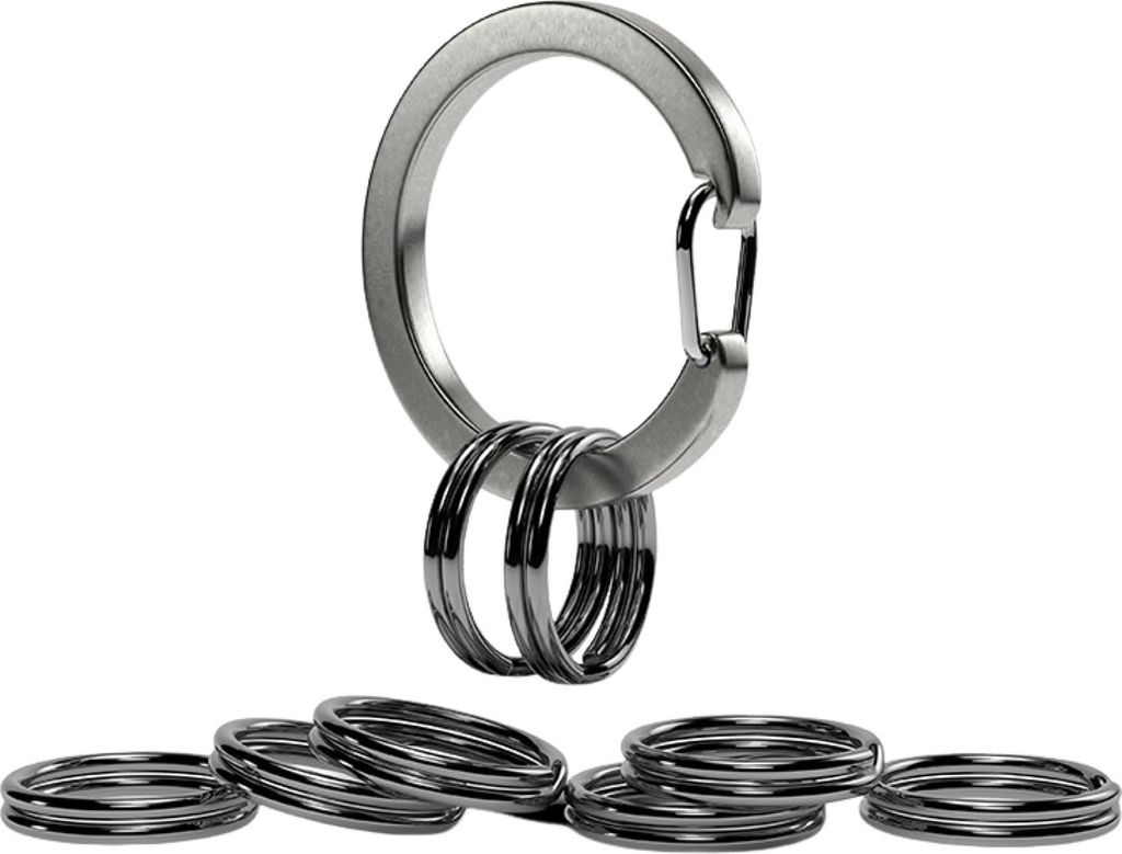 1 Set Edelstahl-Schlüsselringe, Karabiner-Schlüsselanhänger-Clip, Federöffnungsring, Schnellverschluss, Autoschlüsselanhänger-Ringe, kleiner/...