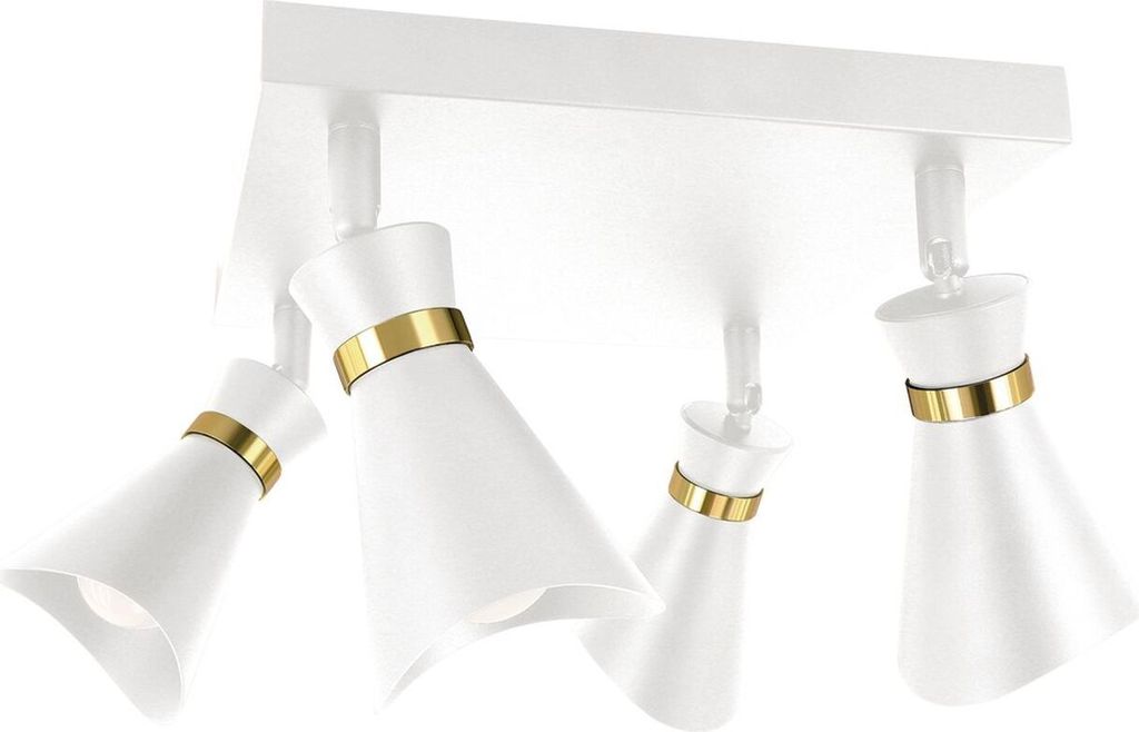Deckenspot E14 25 cm breit verstellbar in Weiß Gold 4-flammig Modern