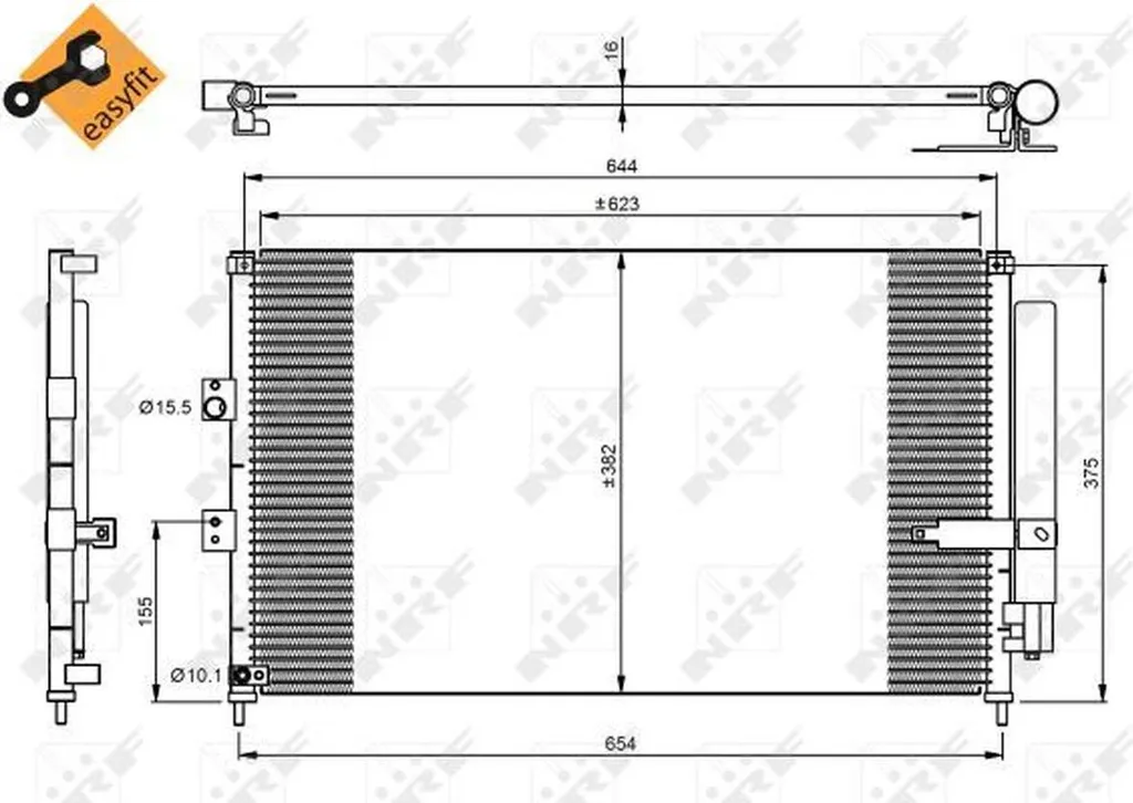 Radiateur de climatisation NRF adaptable Honda Civic avec joint d'étanchéité
