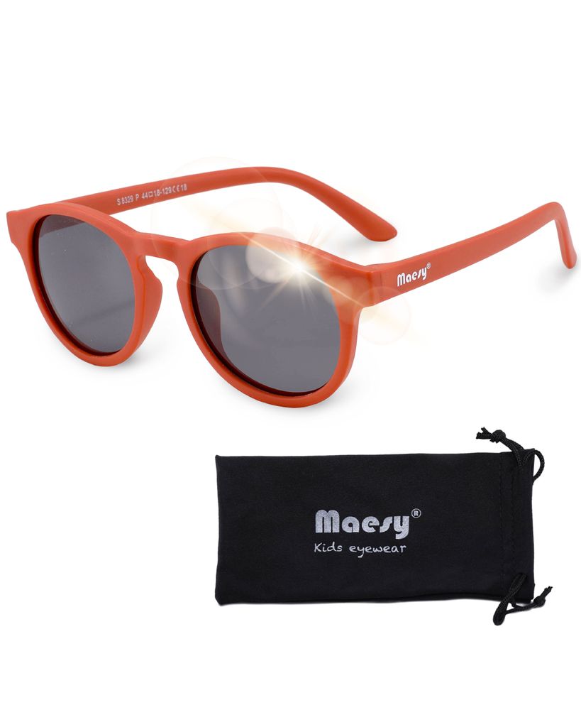 Maesy Kinder Sonnenbrille 3-6 Jahre - Flexibel biegbar - Polarisierter UV400 Schutz - Jungen und Mädchen – Rund- Faela – Terrakotta