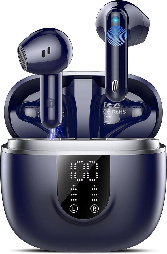 Bluetooth Kopfhörer, Kopfhörer Kabellos Bluetooth 5.4, Hi-Fi Sound in-Ear-Kopfhörer mit ENC Noise Cancelling, 45 Std Spielzeit, LED Anzeige, IP7...
