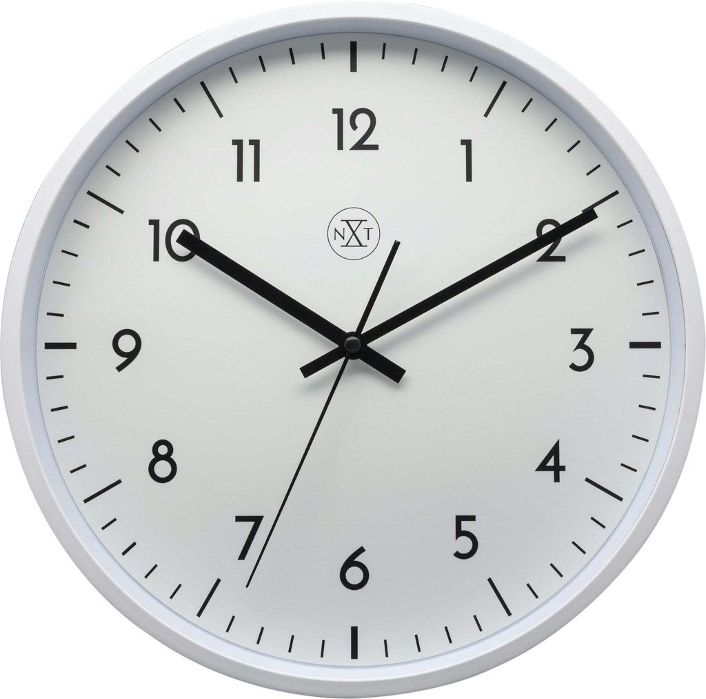 NeXtime NX-7320 Wandklok NXT Diameter 30cm Kunststof Wit, Witte Wijzerplaat