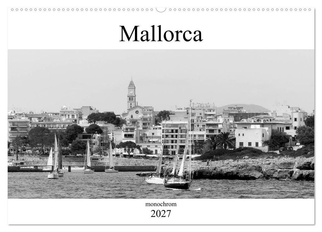 Mallorca monochrom (Wandkalender 2027 DIN A2 quer), CALVENDO Monatskalender