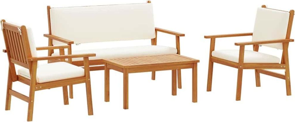 Garten-Sofa-Set mit Kissen 4 pcs Braun Massivholz Akazie
