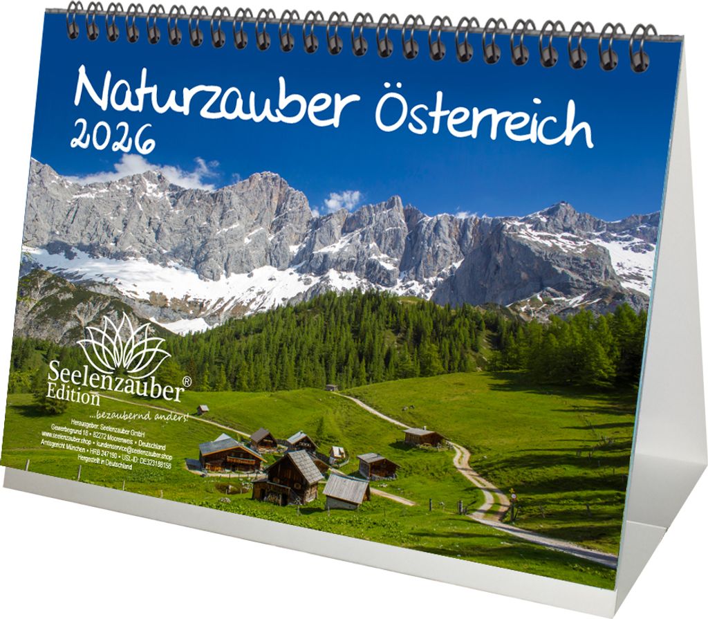 Naturzauber Österreich DIN A5 Tischkalender für 2026 Landschaft Reise Urlaub Berge - Seelenzauber