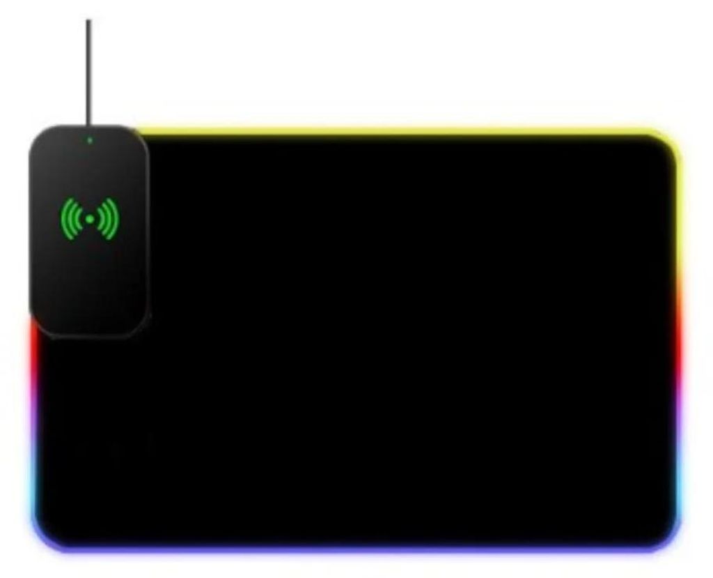 RGB Mauspad - Gaming Mouse Pad - Drahtloses Laden - RGB-Beleuchtung - Wasserfeste Oberfläche - Rutschfeste Gummibasis - 35×25 cm, 3 mm