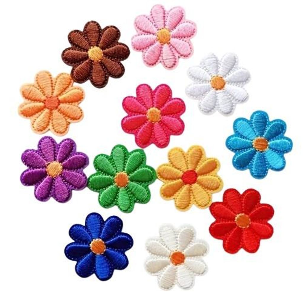 GKA 10 Stück Blumen Blüten Aufnäher aufbügeln Stickerei Produktbild 