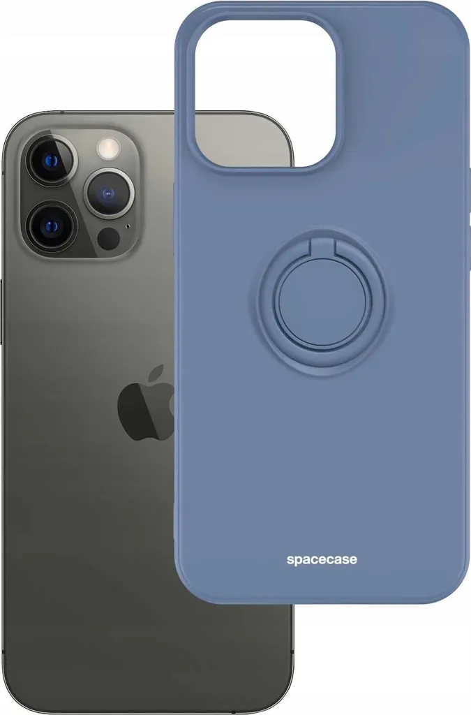Cover iPhone 13 Pro Max SPACECASE Silicone Blu con Ring Stand - 2