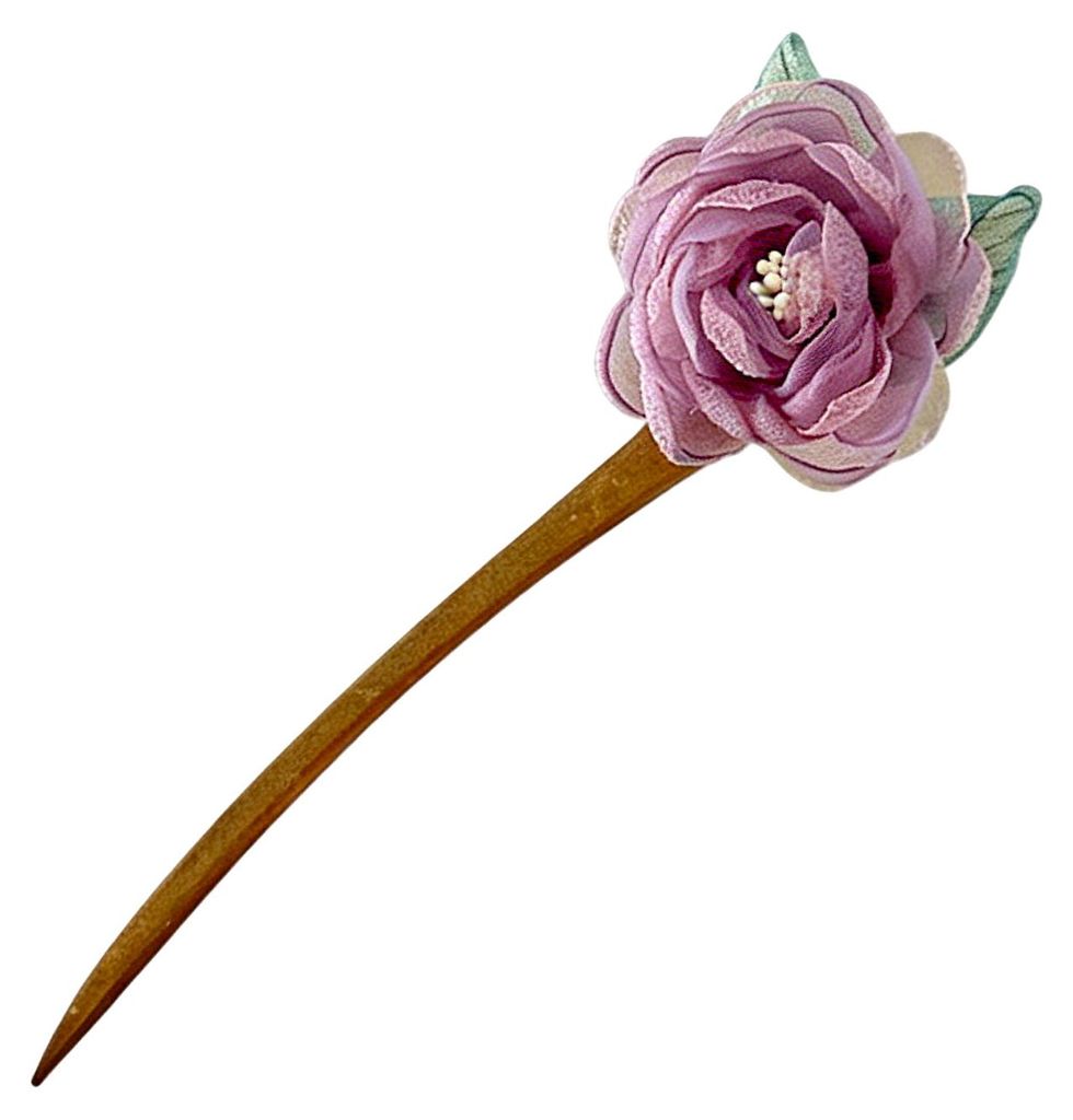 Haarstab mit 3D-Netzgarn-Rosenblüten-Dekor, Dutt-Haarstab, einfach zu tragen, Haar-Organizer-Clip, Haarstyling-Accessoire