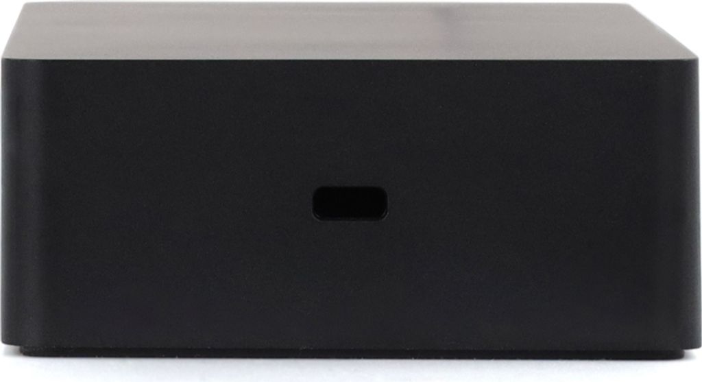 A black rectangular electronic device is shown from the front.