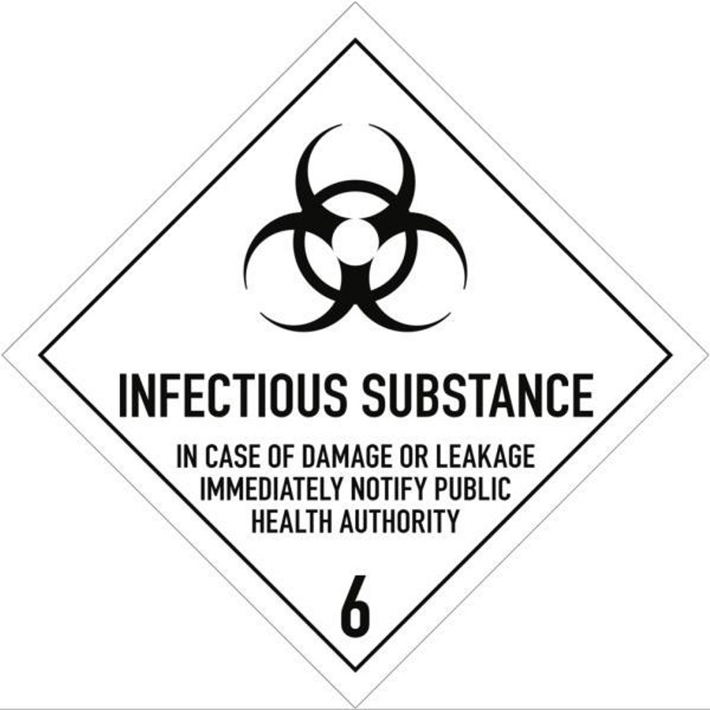 Gefahrzettel Klasse 6.2 Text INFECTIOUS..., Folie, 250x250 mm
