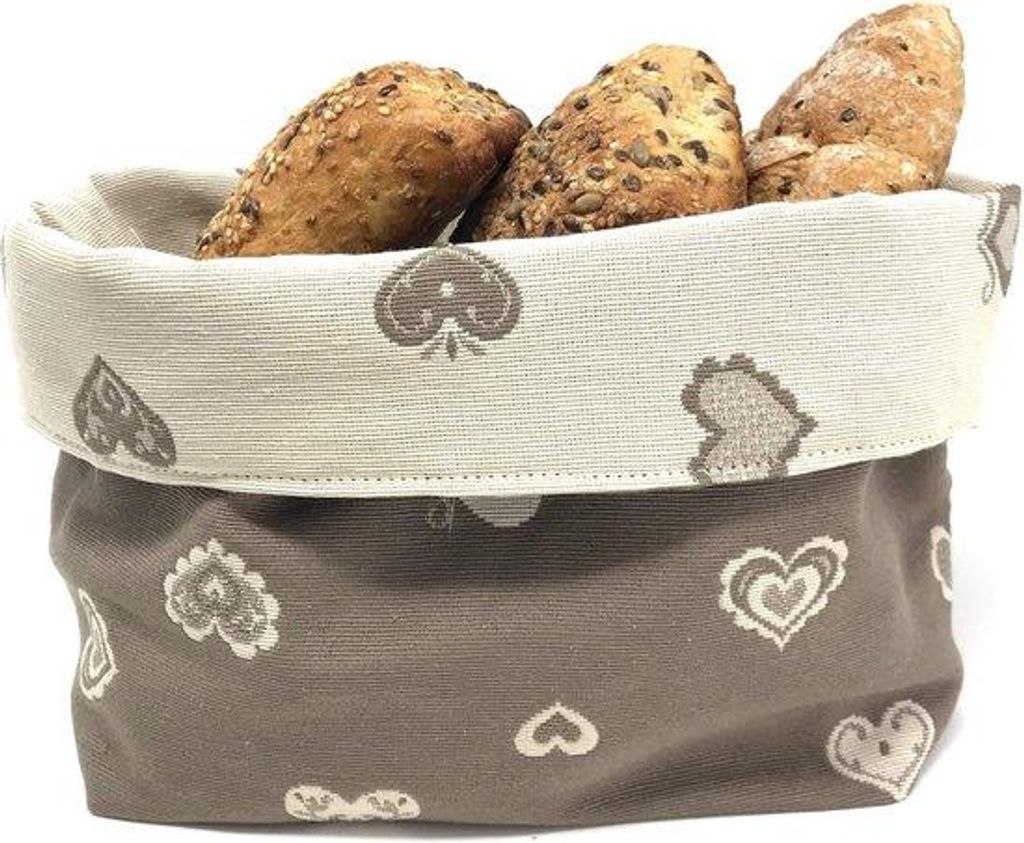 Doppeltes Stoffbrotkörbchen beige handgemacht