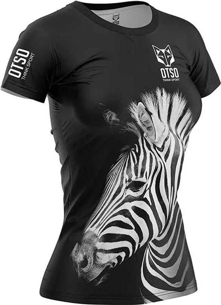 Otso Zebra Kurzarm-t-shirt Schwarz M Damen Schwarz M