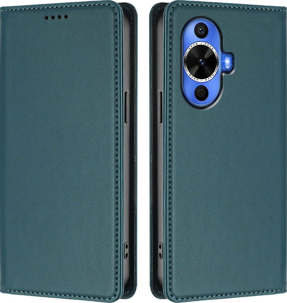 Handyhülle für Huawei Nova 12S, Kunstleder Klapphülle Stoßfeste Magnetische Hülle mit Ständer Grün
