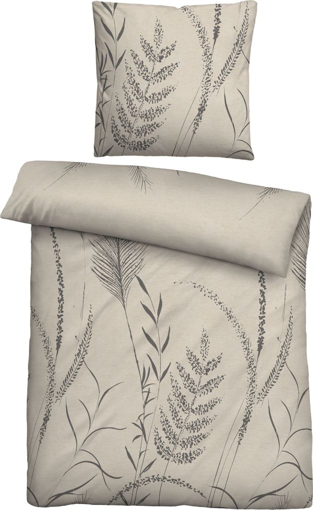 biberna Melange-Flanell Bettwäsche 0840518 GRAESER color: kitt, size: 1x 155x220 cm + 1x 80x80 cm