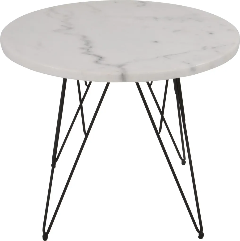 Tavolino Elegante in Marmo Bianco e Ferro Nero - Ø55x45 cm Luxury