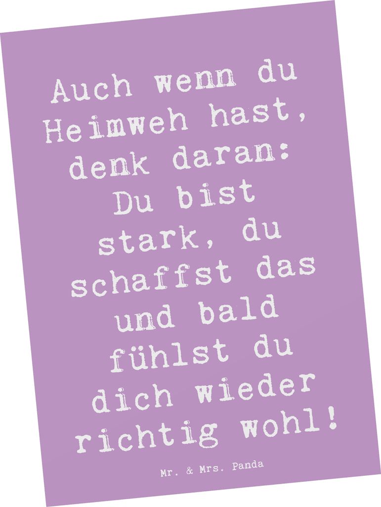 Mr. & Mrs. Panda Grußkarte Spruch Heimweh überwinden - Lavendeltraum - Geschenk, Geschenke, Mut, Trost, bildkarte, positivity, Postkarten, Zuhaus...