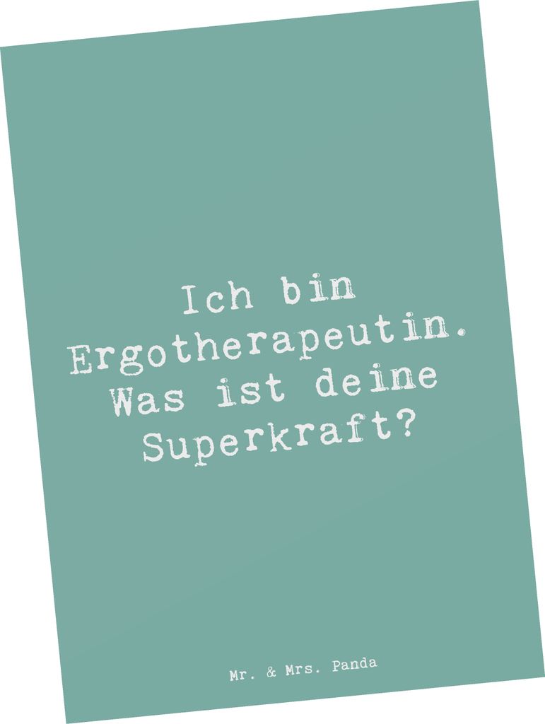 Mr. & Mrs. Panda Postkarte Spruch Super Ergotherapeutin - Meeresbrise - Geschenk, Anerkennung, Ansichtskarte, Beruf, Soziale Interaktionen, Kogniti...