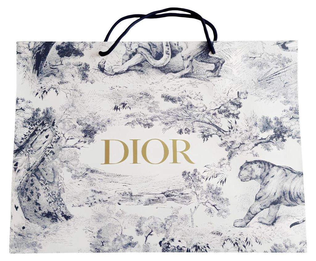 Witte Dior-tas met Toile de Jouy-motieven van tijgers en Productafbeelding 