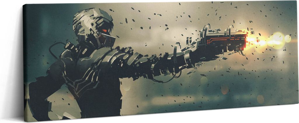 Sci-Fi-Gaming-Illustration – Leinwandbild Wandbild – 125x50 cm – Leinwandbilder – Wandbilder – Schlafzimmer – Flur