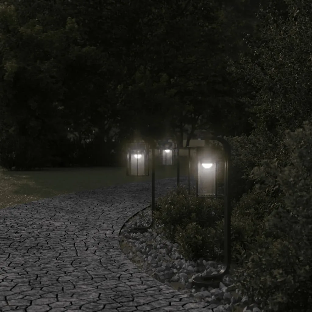 3 Lampes d'allée Inox Noir 60 cm Résistantes aux Intempéries Extérieur